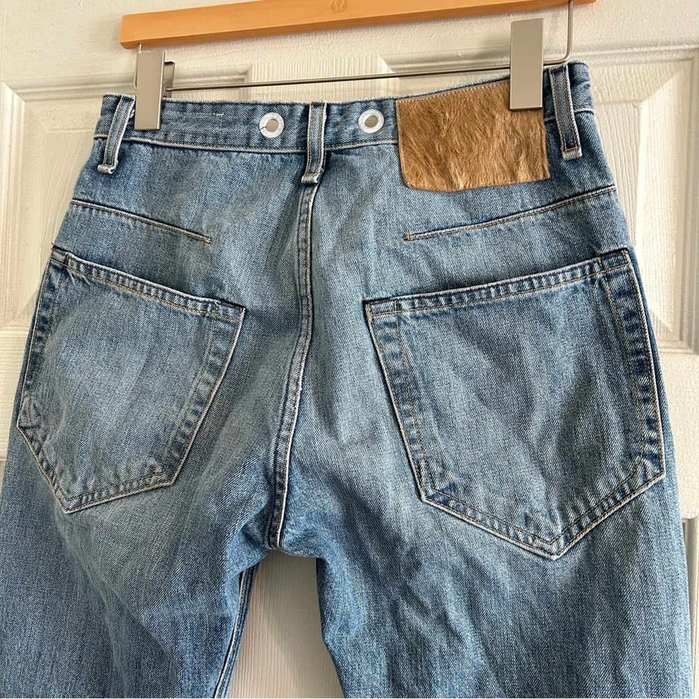 Rag & Bone Straight Leg Jeans Leather Patch Detail Size 25